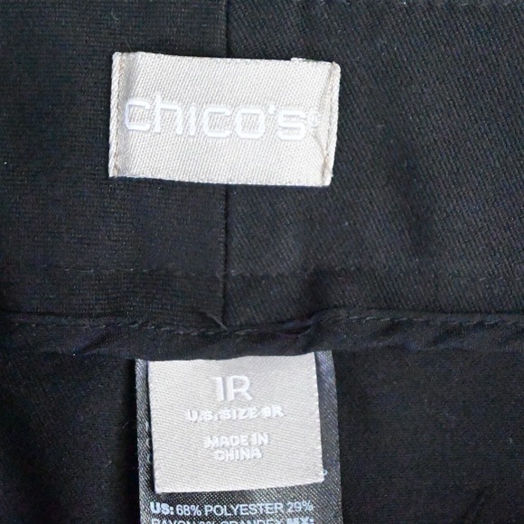 Chico's 1 | 8 Black Mid Rise Flare‎ Stretch Career Office Dress Pants - Picture 3 of 7